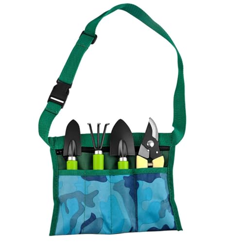 Pruojhw Herramientas de jardín con bolsa, Herramientas de jardín para jardinería | Suministros de jardinería ergonómicos de metal | Kit de jardín de acero inoxidable, Herramientas manuales de jardín