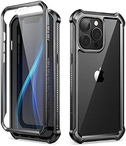 Dexnor for Apple iPhone 13 pro max Case, [Built in Screen Protector and Kickstand] Heavy Duty Military Grade Protection Shockproof Protective Cover for Apple iPhone 13 pro max - Dark Black