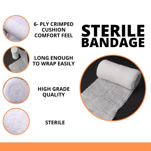 8 Pack Sterile Gauze Stretch Bandage Roll, 4 Inch X 4.1 Yards 6 Ply Approved, Kerlix Gauze Bandage Rolls Used For Wound Care, Easy To Use Cotton Ply Rolled Hand Wrap Dressing Ankles & Knees #TOP4
