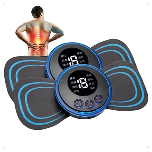 Kit Com 2 Mini Massageador Pulso Elétrico Portátil Recarregável Dor Pescoço Coluna Pernas Estimulador Ems Pequeno Alivia Dor Tensão Muscular Crossfit Atividade Corporal Marca RSI