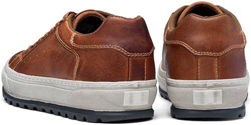 Jousen Men's Brown Leather Casual Fashion Sneakers4