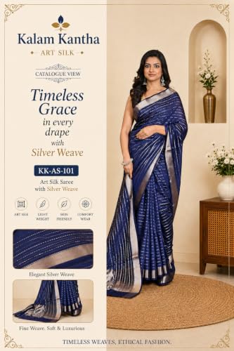 KALAM KANTHA STORY TOLD IN STITCHES soft silk saree in art silk – image 7