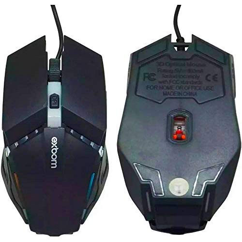 Kit Teclado Semi Mecânico Mouse Gamer Usb Abnt2 Iluminado Led Rgb Metal Exbom BK-G800 Prata