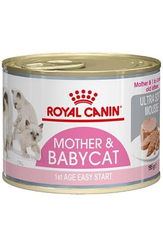 Royal Canin Mother & Babycat Mousse | 195 g | Aliment Complet pour Chats | Spécialement conçu pour la mère et Ses Chiots | pour Soutenir Les défenses Naturelles de...