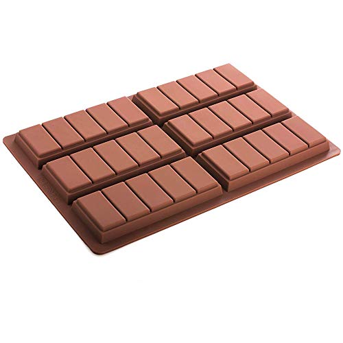 Silicone Chocolate Bar Sweet Moulds Candy Jelly Rectangle Baking Silicon Bakeware Shape Soap Wax Flexible Baking Mould (6 Cell 5 Section)