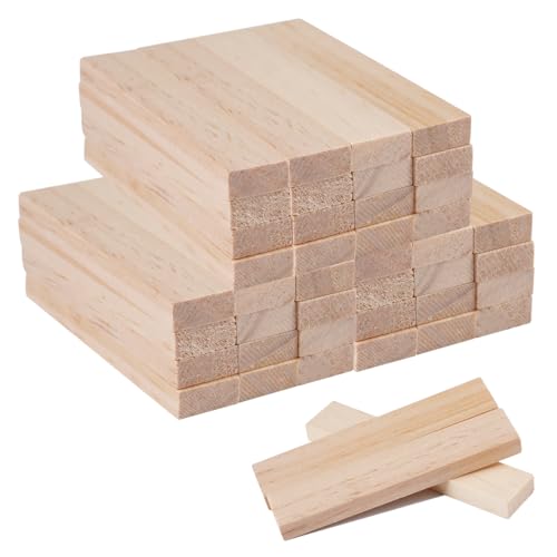 40 Stück Klötzchen zum Basteln Naturfarbene, 93 x 18 x 7 mm Bastelklötzchen Klötzchen für Bausteine, Glatt Gratfrei Sicher, Holzsteine zum Bauen für Architekturmodelle Heimwerkerprojekte DIY Deko