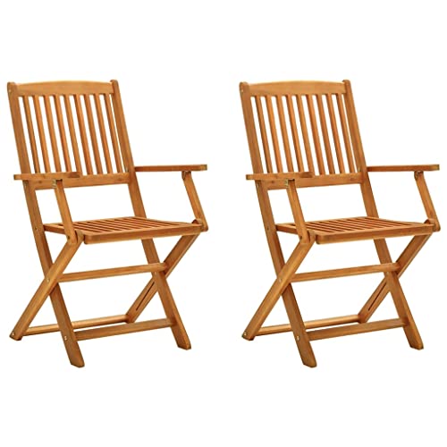 vidaXL 2X Bois d'Eucalyptus Massif Chaises de Jardin Pliables Sièges de Salle à Manger d'Extérieur Chaises de Terrasse Fauteuils de Patio
