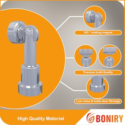 Image of Boniry Premium Magnetic Door Stopper | Durable, Stylish & Rustproof | Protects Doors | Strong Hold, Easy Installation, Perfect for Home & Office Use (4, Silver)