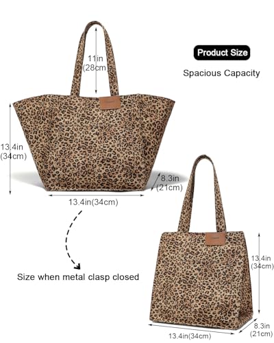 Bolso Tote Leopardado para Mujer Lona Grande miniatura 4