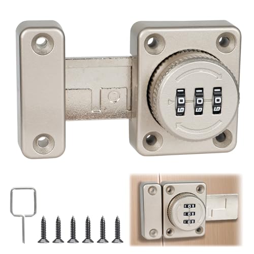 Verrou Porte Interieure Loquet Verrou, Loquets Rotatifs Verrous de Portes Securite pour Armoire Jardin Tiroir, Argent