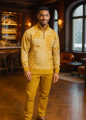 STACY ADAMS Men’s Sweater Jacquard Flourish Tonal Design2