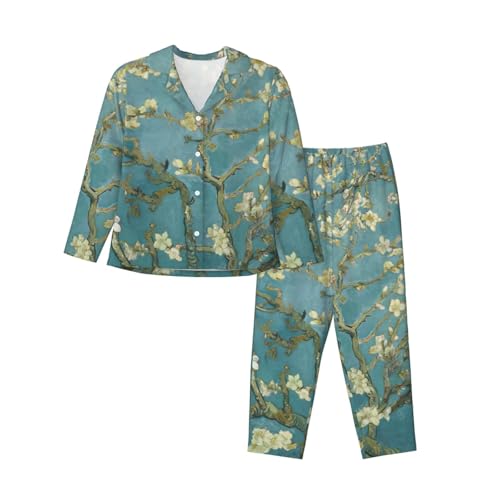 Pyjama fleurs d'amandier manches longues pour soirées cocooning et nuits douces