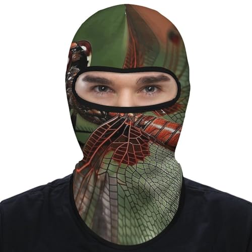 Máscara de cara completa para hombre y mujer, balaclava rojo con diseño de libélula, ideal para esquí, ciclismo y motocicleta miniatura 1