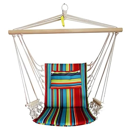Hammock Chair Hanging Rope Swing, *12 Patterns, Quality Comfortable and Breathable Fabric - Indoor/Outdoor - Tropical Stripes