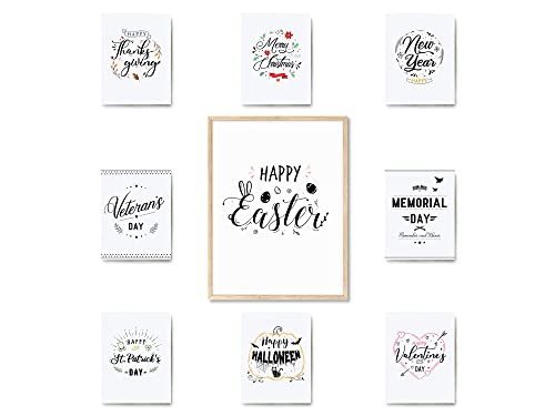 Haus and Hues Set of 9 Framed Interchangeable Holiday Decor,