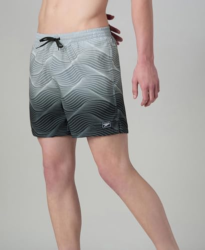 Image of Speedo Men's 4 Way Flex Essential Printed Watershorts with Side Pockets | Water Repellent | Internal Drawcord | Wide Waistband Swimming Trunks