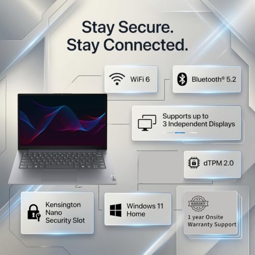 Image of Lenovo V14, Intel Core i5-13420H, 8GB RAM, 512GB SSD, FHD 14 inch (35.56cm), Windows 11 Home, Luna Grey, 1.37Kg, 83GUA052IG, 250 Nits, 1Y Onsite Warranty, Laptop