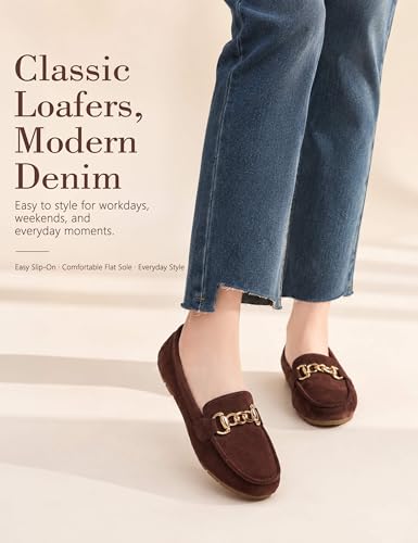 Image of ABEJOJO Women's Loafer Shoes, Comfortable Slip on Casual Flat Penny Shoes for Walking, Driving, Dressy