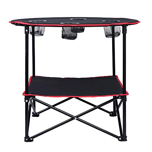 Leadallway Camping Table Folding Picnic Table With 4 Cup Holders And Carrying Bags Collapsible Canvas Portable Tables Folding For Bbq Outdoor Fishing #TOP3