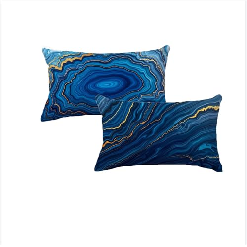 Housse coussin 50x70 bleu velours imperméable lot de 2 - 2