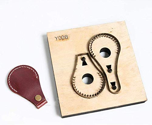 WellieSTR 1 Set Leather Cutting die Leather Craft DIY Key Ring Wooden Template Knife Punching Key Chain Cutting Mould Cutter(with Stitch Hole)