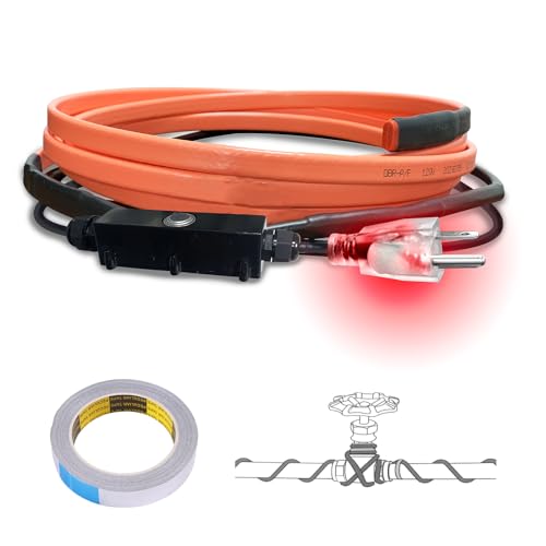 Cupohus Self-Regulating Heat Tape for Water Pipes 3FT, Waterproof Thermostat for Outdoor, Freeze Protection Heat Trace Cable for Metal, Plastic Home Pipes, Roof and RV, 110-120V