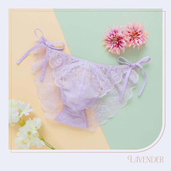 [himico] フェミニンメンズリボンショーツ FLUUM フルーム ビキニ M L ンズ ハーフバック ビキニショーツ レース下着 - 画像2