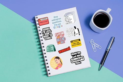 Image of Relatable Aesthetic Sticker Pack - Funny Quotes, Gen-Z Vibes, Desi Slang - 4 A4 Sheets - for College Students, Laptop, Skateboard, Notebook