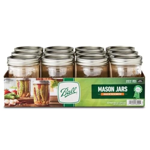 Ball Wide Mouth Pint Canning Jars, 12 Pack, Clear
