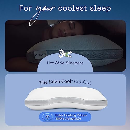 Coop Home Goods The Eden Cool+ Cut-Out Adjustable Pillow, King Pillows with Cooling Gel & Shoulder Cut-Out for Head Support, Side Sleeper Pillow, Neck Support for Sleeping, CertiPUR-US/GREENGUARD Gold