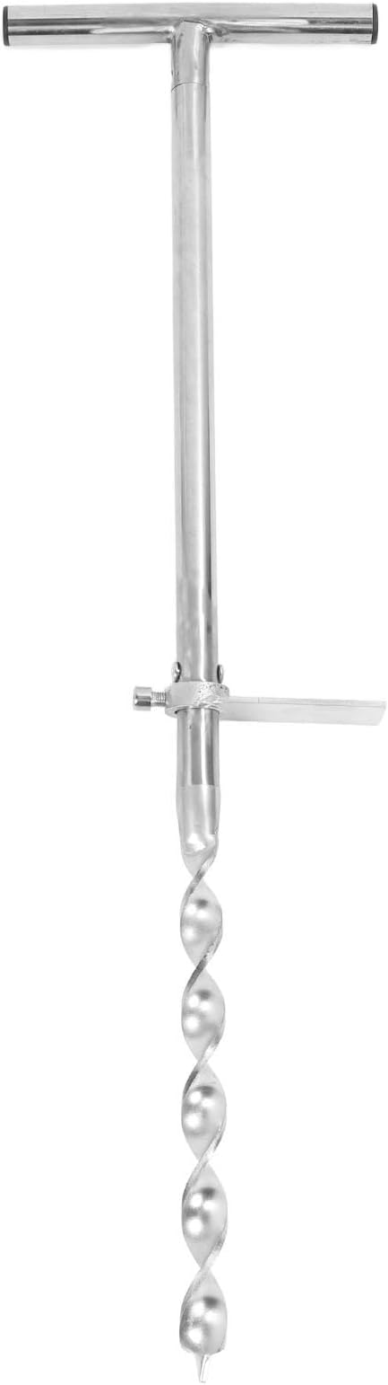 35.5 Inch Spiral Soil Probe Rod, Stainless Steel Soil Sample Probe with Foot Pedal & 2 Sampling Bags, Soil Test Kit for Uncured & Non Dry Soils, Plant Care, Garden