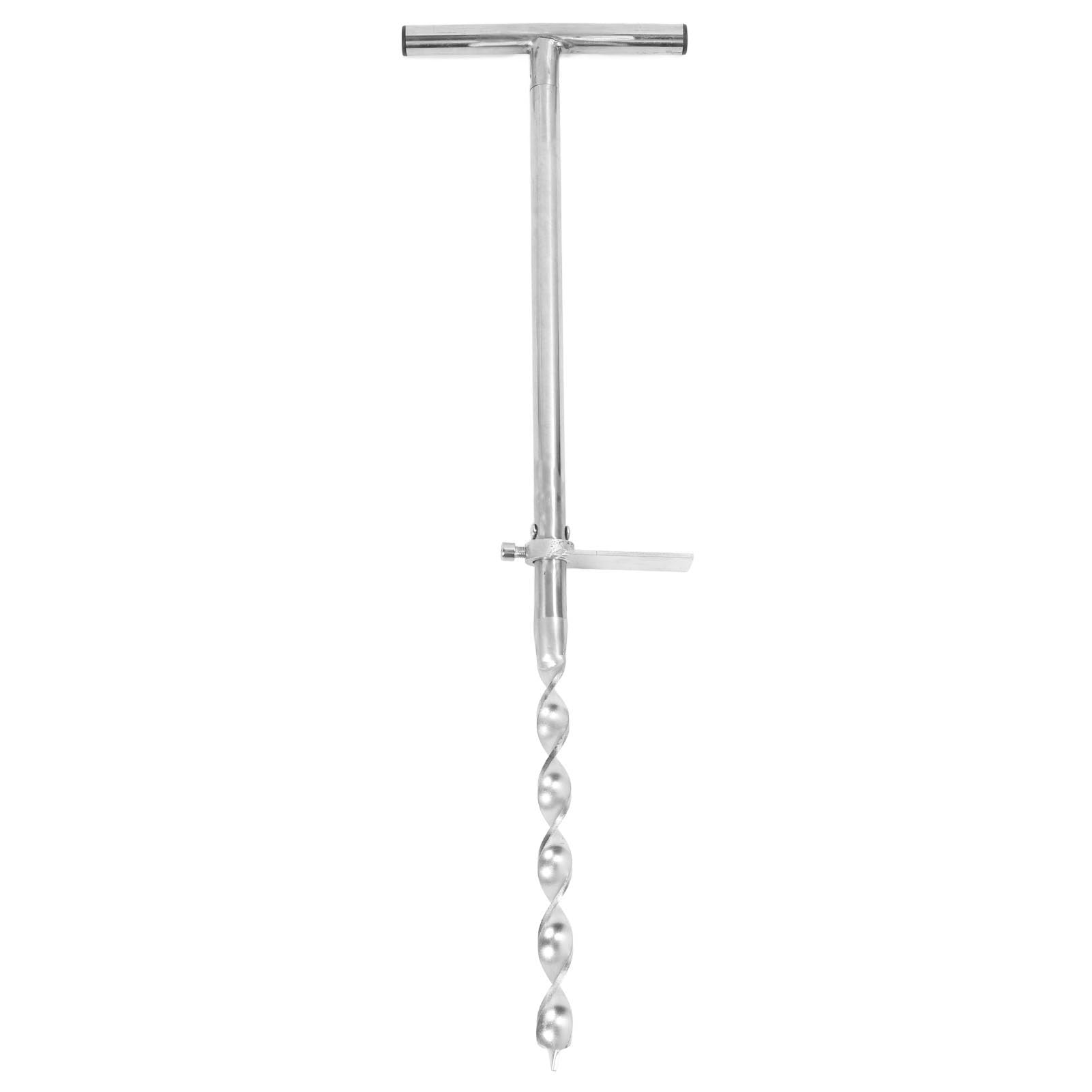 35.5 Inch Spiral Soil Probe Rod, Stainless Steel Soil Sample Probe with Foot Pedal & 2 Sampling Bags, Soil Test Kit for Uncured & Non Dry Soils, Plant Care, Garden