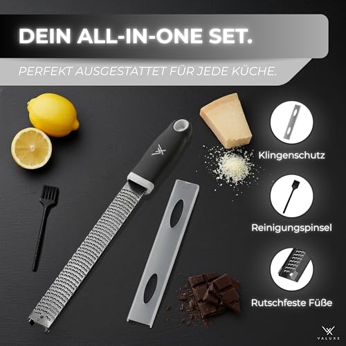 Foto von VALUXE® Zester-Reibe Black Edition mit scharfer Edelstahl-Klinge