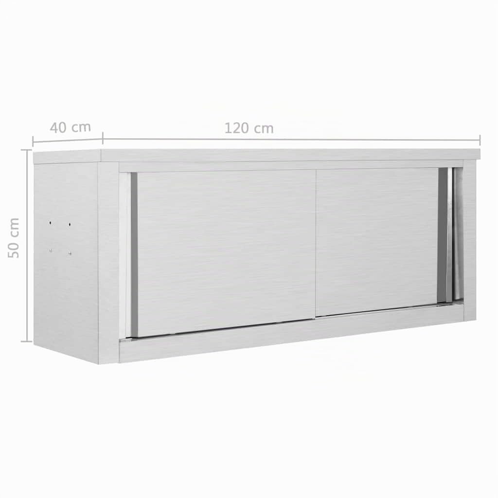 vidaXL Armario Pared de Cocina Puertas Correderas Acero Mobiliario Duradero Robusto Resistente Práctico Funcional Elegante Moderno Útil 120x40x50cm