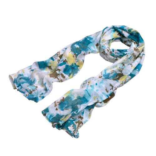TrendsBlue Elegant Watercolor Paint Floral Scarf2