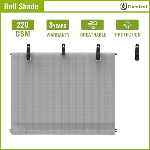 FLORALEAF Outdoor Roller Shades Window Blinds for Porch Screen Deck Pergola Patio Balcony Gazebo Privacy Sunshade Roll Up Outdoor 6'W x 5'H Light Grey