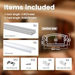 Système de canal en aluminium en U Muzata 6 pièces de 3.3ft/1 m avec couvercle, bouchons de fin et clips de montage Profilé en aluminium pour installations de bandes lumineuses LED sous cabinet U1SW WW