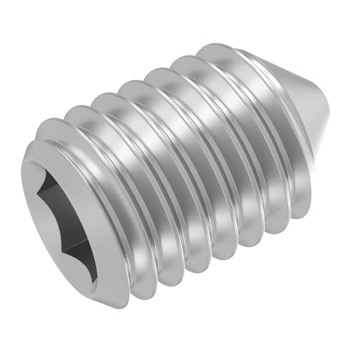 SECCARO Gewindestift mit Spitze M4 x 8 mm, Edelstahl V2A VA A2, DIN 914 / ISO 4027, Innensechskant, 20 Stück
