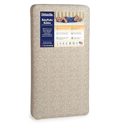 Kolcraft BabyPedic Bubbie Waterproof Crib Mattress plus Toddler Bed Fit,