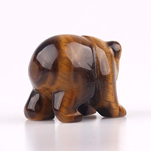 Natural Beads Semi Stone Carved Bear Yellow Tiger Eye Crystal Obsidian Bear Statue Chakra Healing Reiki Crafts (Yellow Tiger Eye) #TOP3