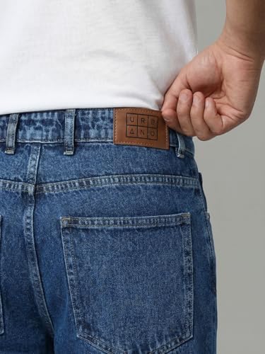 Image of Urbano Plus Men's Relaxed Fit Washed Denim Jeans Non-Stretchable