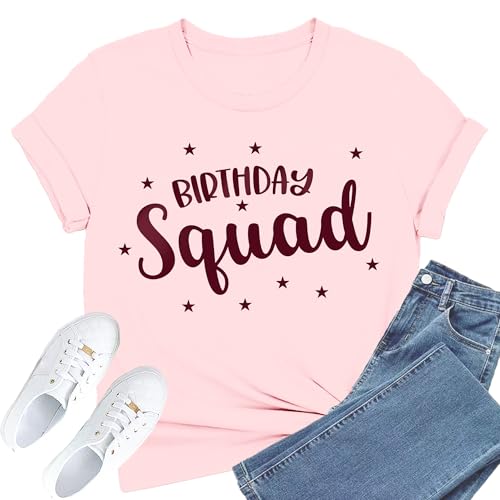 Image of Birthday Shirts Women Happy Birthday Queen and Squad Tee Tops