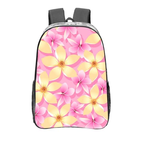 YXDVPALNE Flores tropicales rosas y naranjas,Mochila informal de 16 pulgadas, transparente, resistente al agua, para la escuela