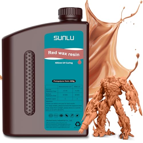 Image of SUNLU 10K Red Wax 3D Printer Resin, High Precision 405nm UV-Curing Resin with Delicate Texture for MSLA /DLP /LCD 3D Printing, 2000g Red Wax Resin