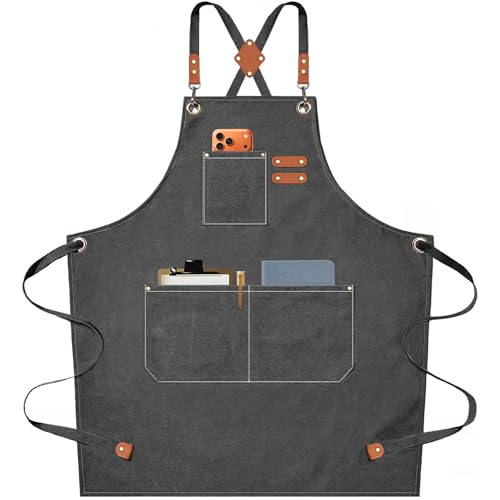 AFUN Chef Aprons for Men Women with Oversized Pockets, 16-Ou...