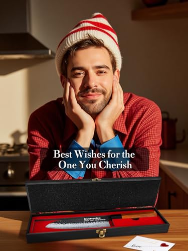 Image of Professional 7 inch Japanese Santoku Knife, Handcrafted 5 Layers 9CR18MOV High Carbon Steel Kitchen chef Knife with Ergonomic Rosewood Handle and Luxury Sandalwood Box (Personalized Design)
