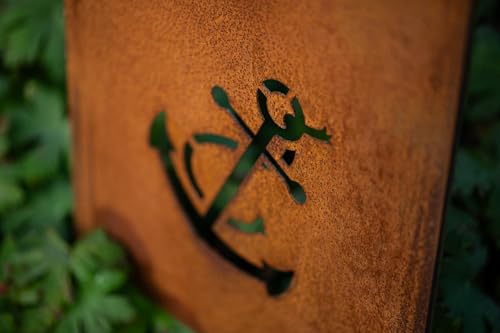 Sign Saying Board Garden Sign Patina Rusty Garden Decoration 115 cm Patina (Moin Moin), Moin Moin ("Hello") - Image 3