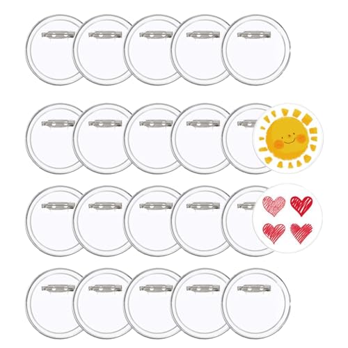 Lot de 20 Faire Ses Badges 44mm Rond Badges Transparents en Acrylique,Badge Personnalisés DIY...