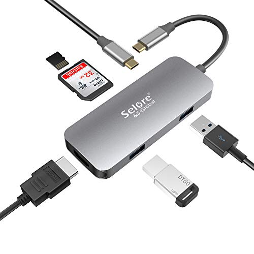 USB C Adapter for MacBook Pro/Air 2019,Mac Dongle,6 in 1 Multiports USB-C Hub