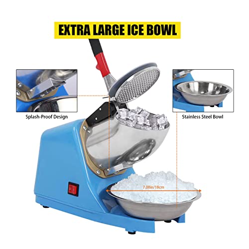110V Electric Ice Shaver Crusher,Portable Stainless Steel 4 Blades Ice Shaved Machine,300W 2200RPM Snow Cone Maker Shaved Ice Maker with Ice Plate,220lbs/hr for Home and Commercial Use - Image 5